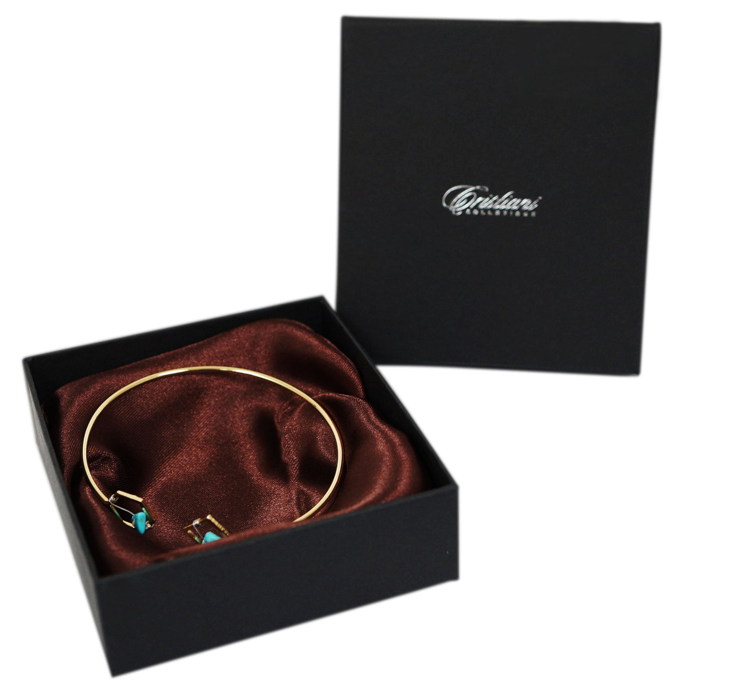 Geometry Wire Bangle with Faux Coral