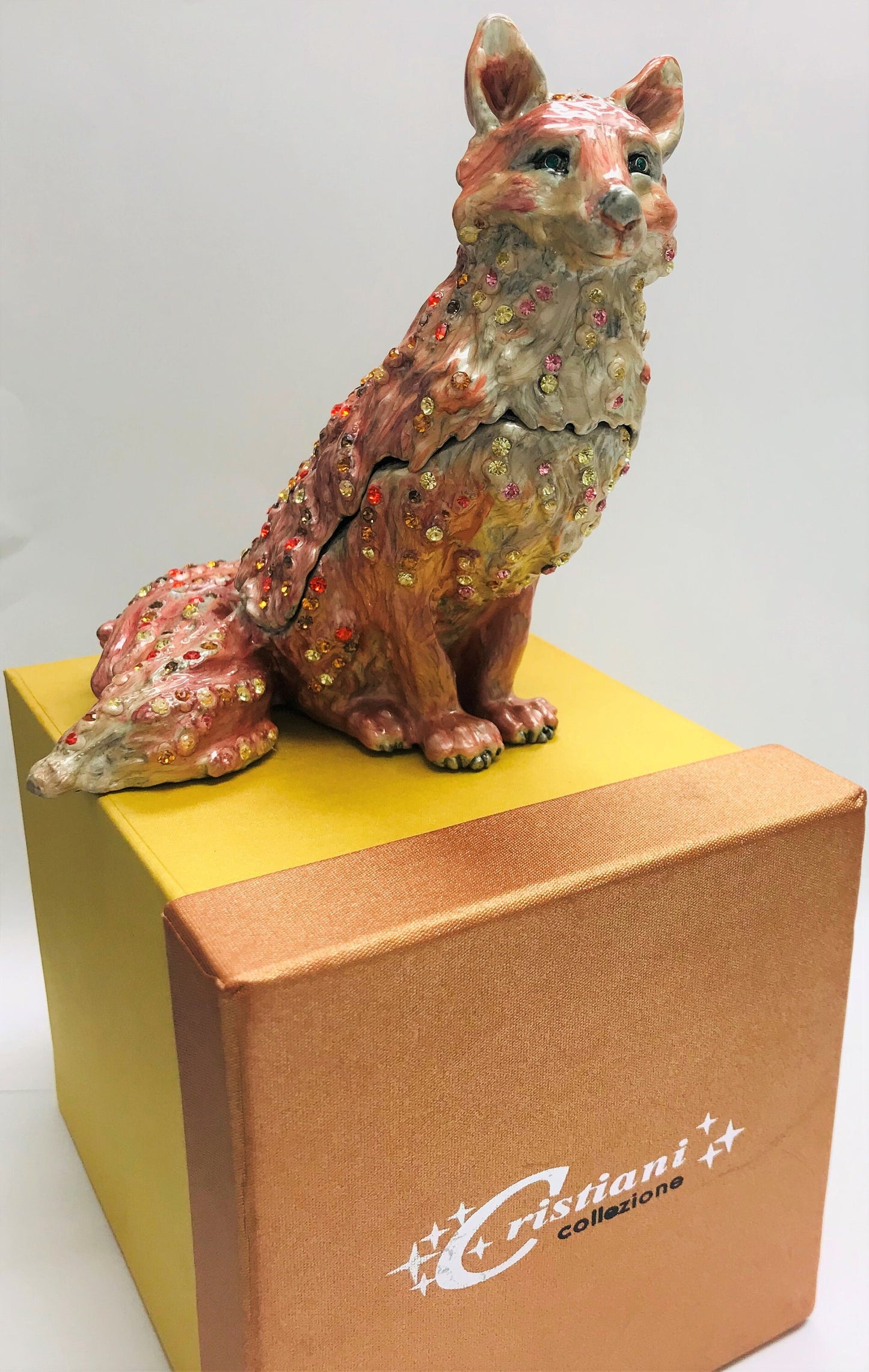 Cristiani Collezione Large Pink Fox Trinket Box