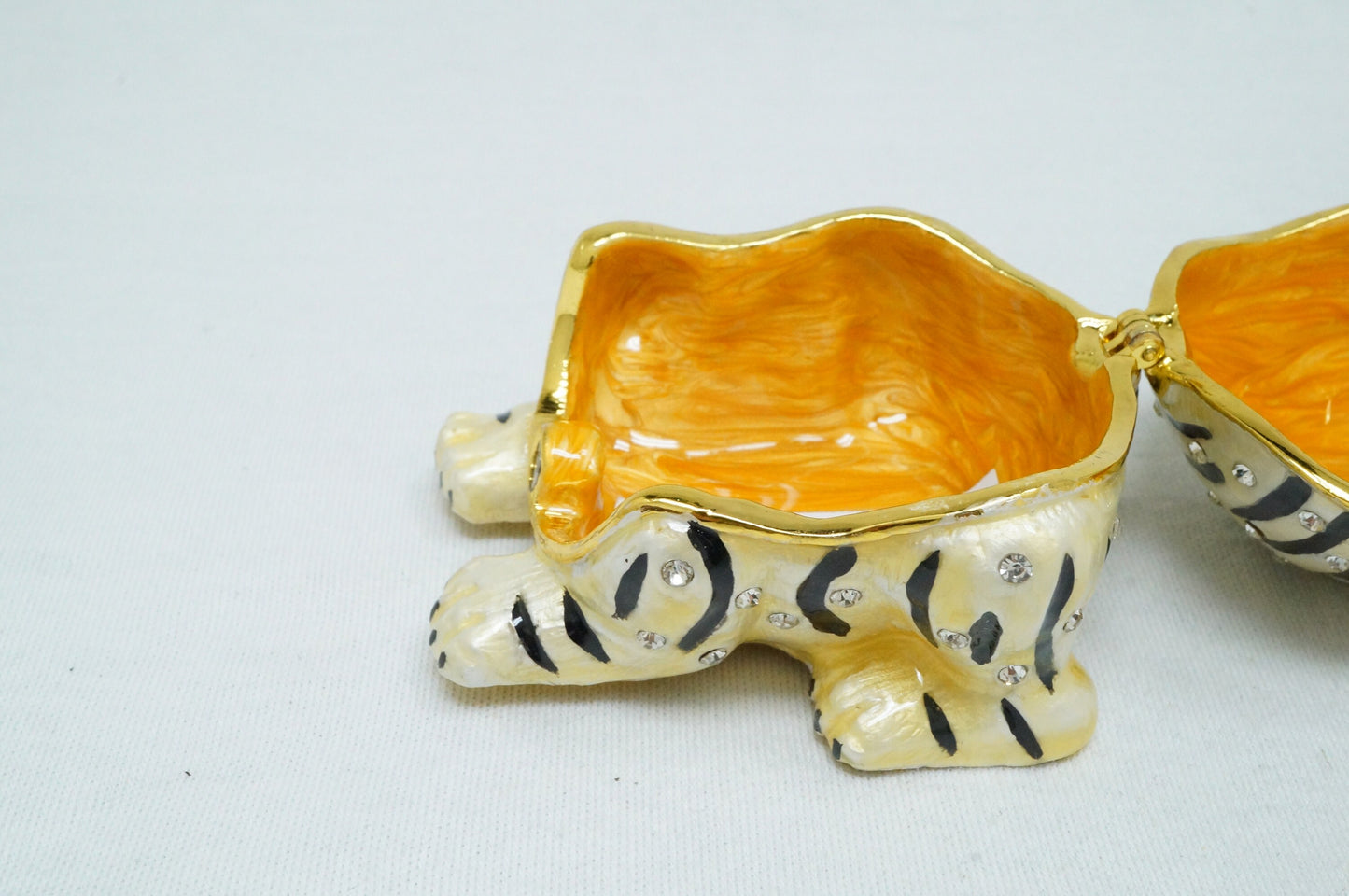 Cristiani Collezione Chubby Stripe Tiger Trinket Pewter Enameled 14K Gold Plated