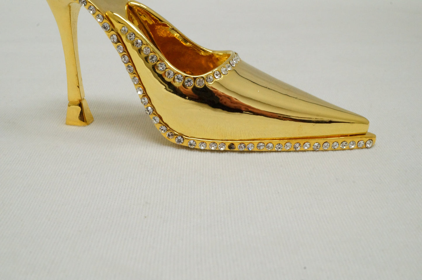 LAST PIECE - Gold Tones Crystal Jeweled Pewter Miniature Shoe Paperweight Ornament 14K Gold Plated