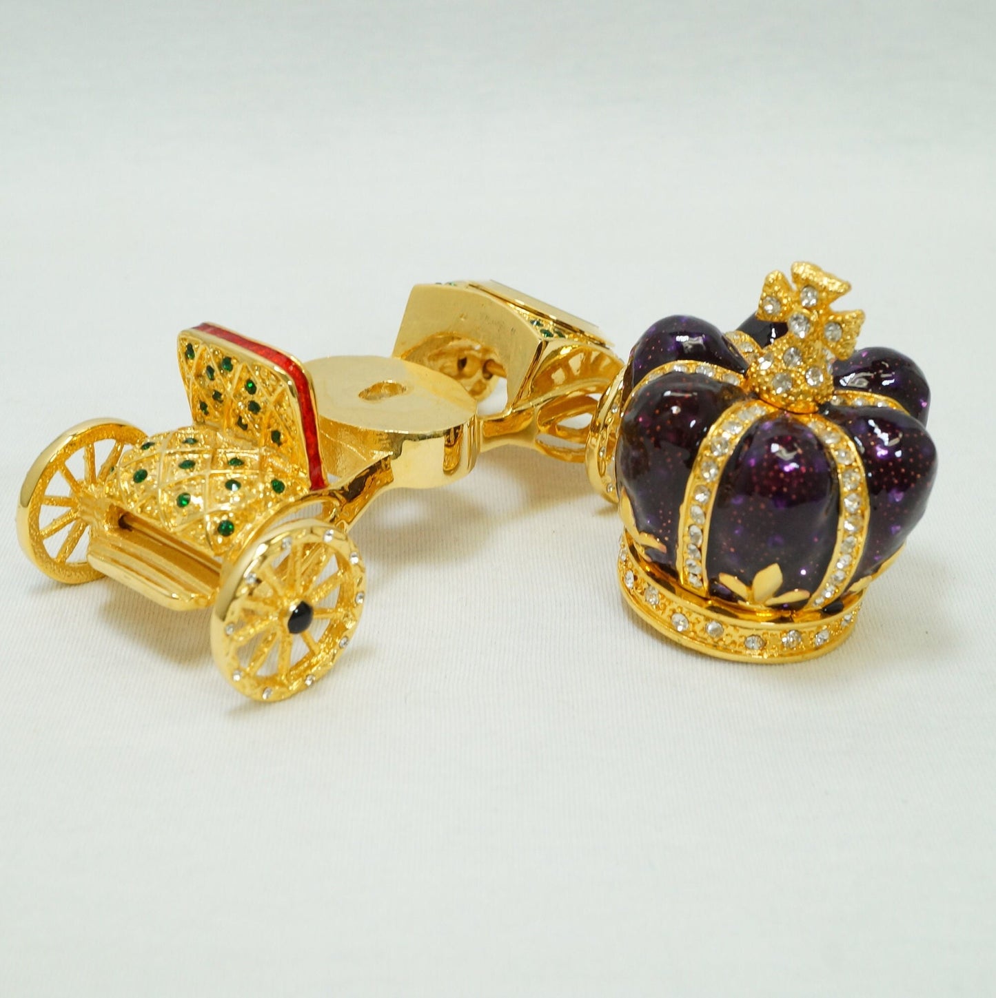 Cristiani Collezione Purple King Crown on Gold Carriage Figurine Ornament