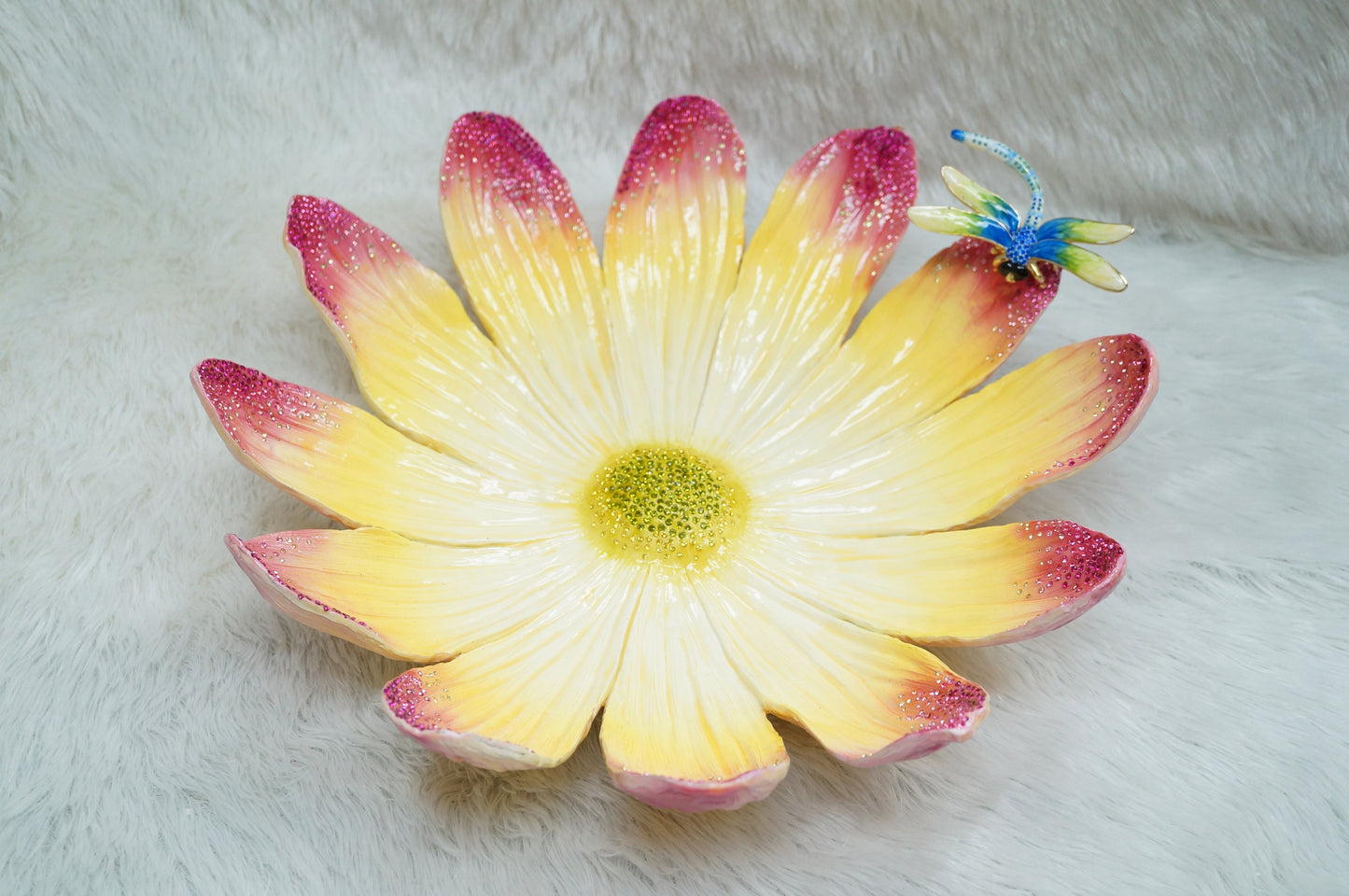 Blooming Lotus Decorative Tray 14K Gold Plated