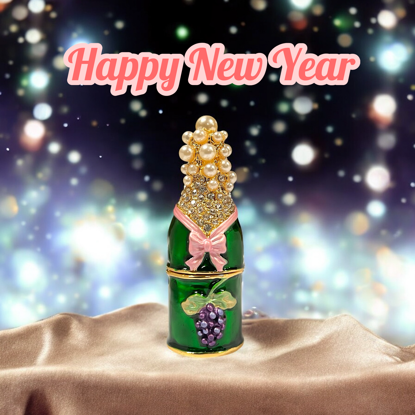 Cristiani Collezione Small Champagne Bottle Trinket Box 14K Gold Plated