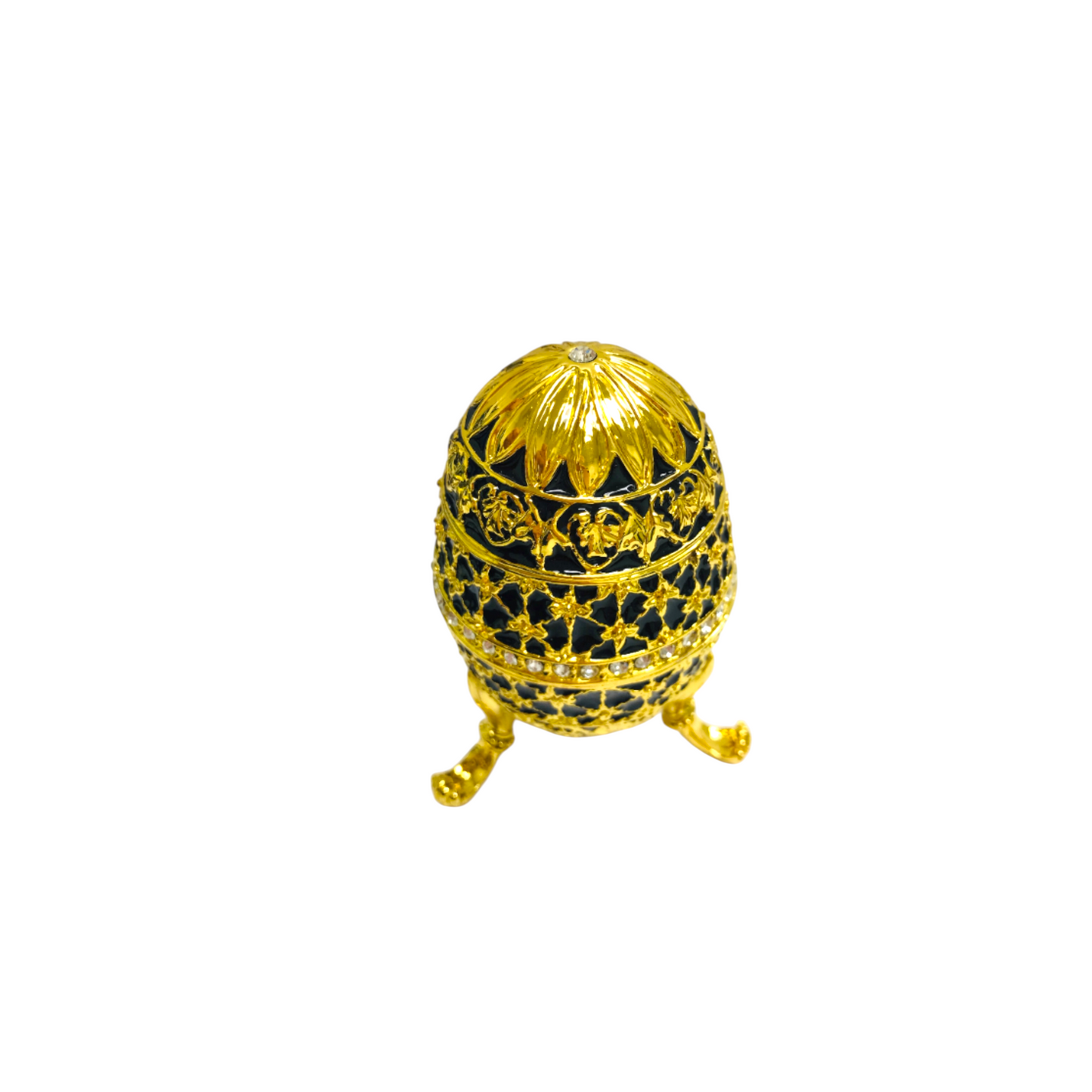 Cristiani Collezione 14K Gold Plated Black Musical Egg Trinket Box.