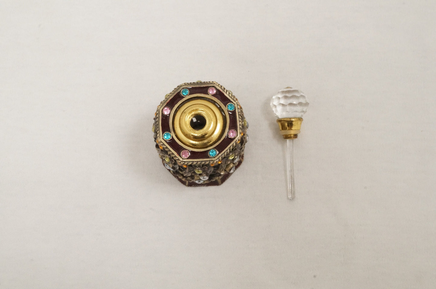 Vintage Cristiani Collezione Essential Oil Perfume Crystal Pewter Glass Bottles 14K Gold Plated