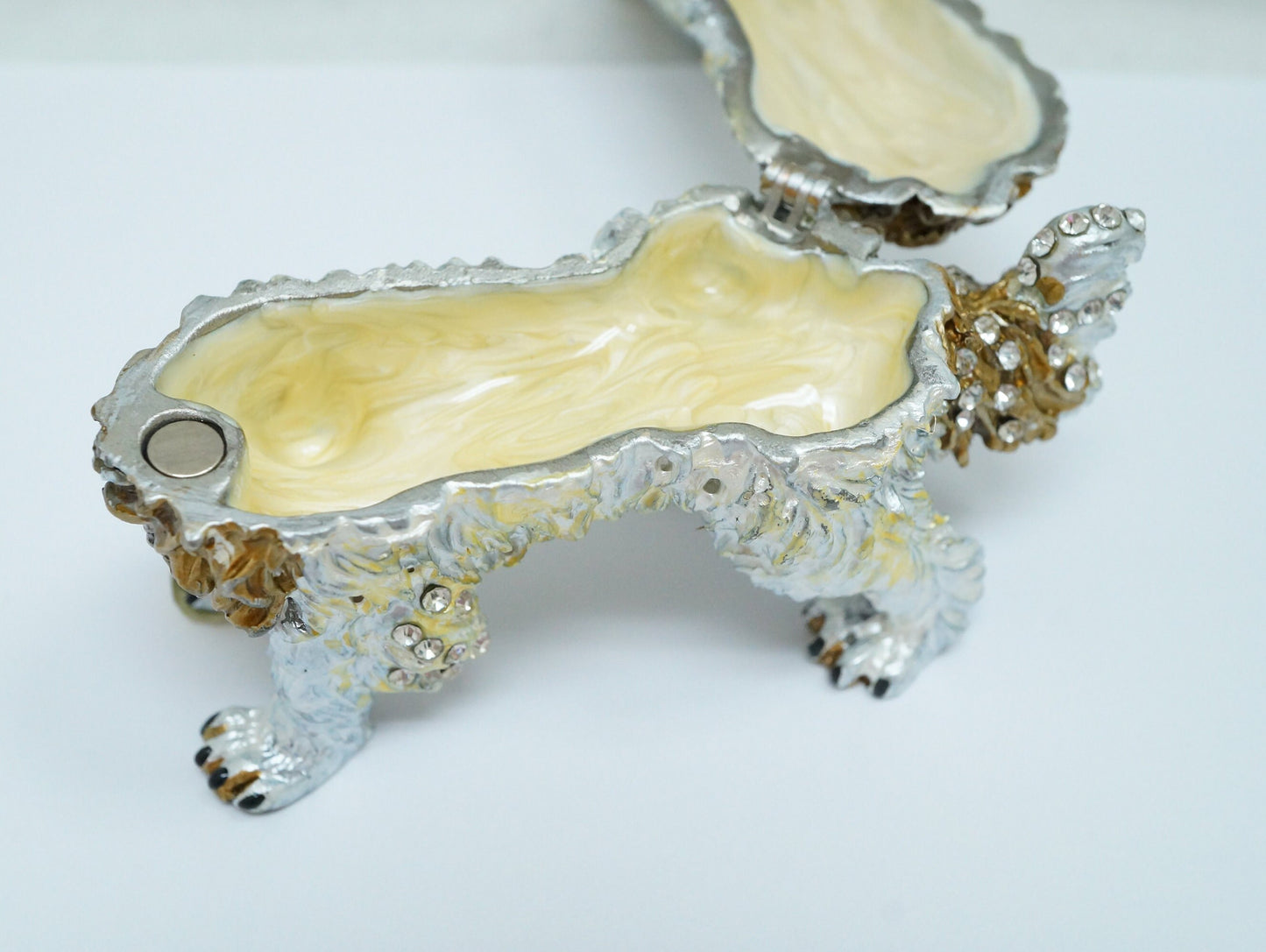 Cristiani Collezione Cavalier King Charles Spaniel Dog Jeweled Pewter Trinket