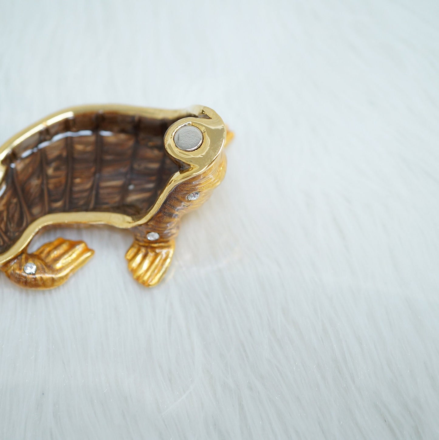 Cristiani Collezione Brown Seal Trinket Box 14K Gold Plated