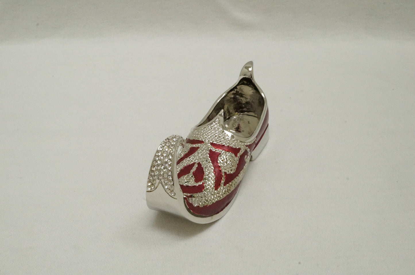 India Jutti Curled Toe Loafer Paperweight Miniature  Figurine Pewter Crystal Jeweledr
