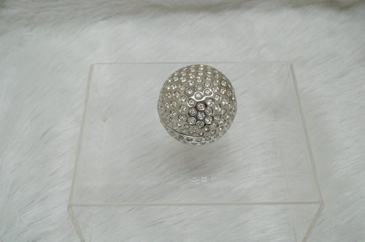 Vintage silver Jewel Golf Shaped Ball Trinket Pewter Jeweled