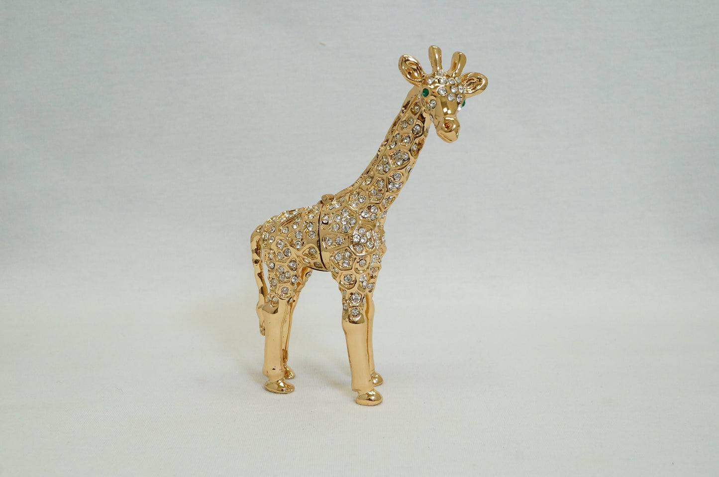 Crystal Pave Giraffe Trinket Box 14K Gold Plated