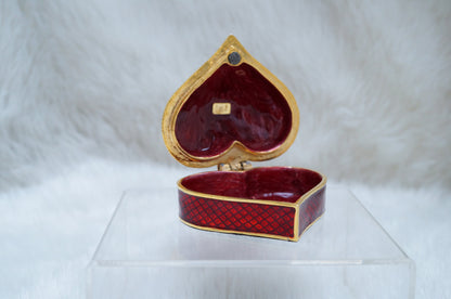 Cristiani Collezione Vintage Large Heart Floral Trinket Box 14K Gold Plated