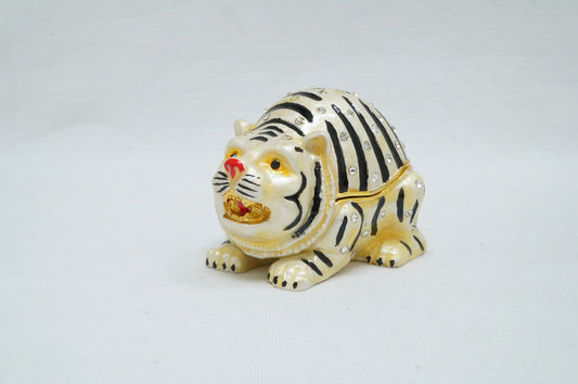 Cristiani Collezione Chubby Stripe Tiger Trinket Pewter Enameled 14K Gold Plated