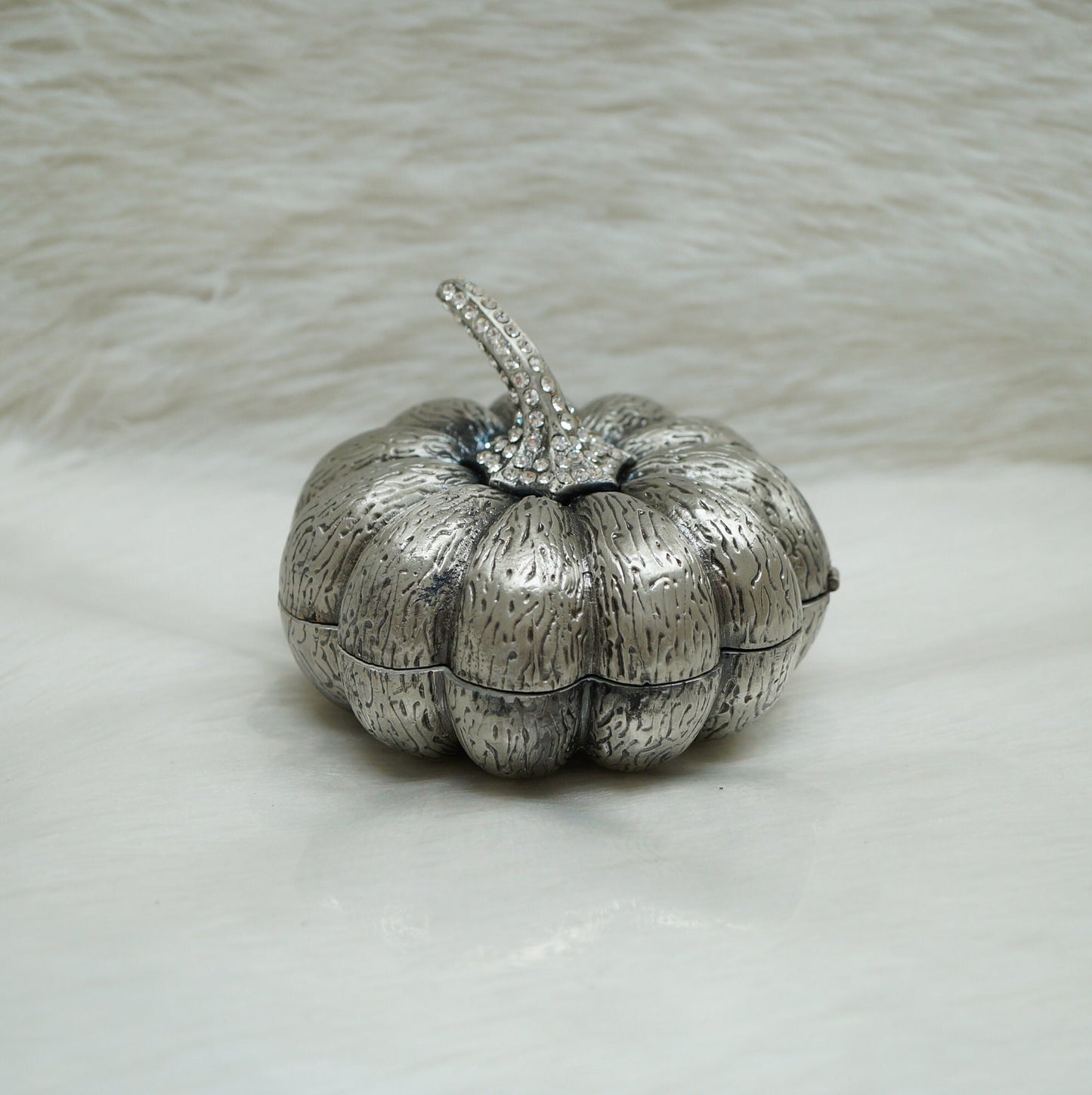 Christiani Collezione Large Silver Pumpkin Trinket Box.