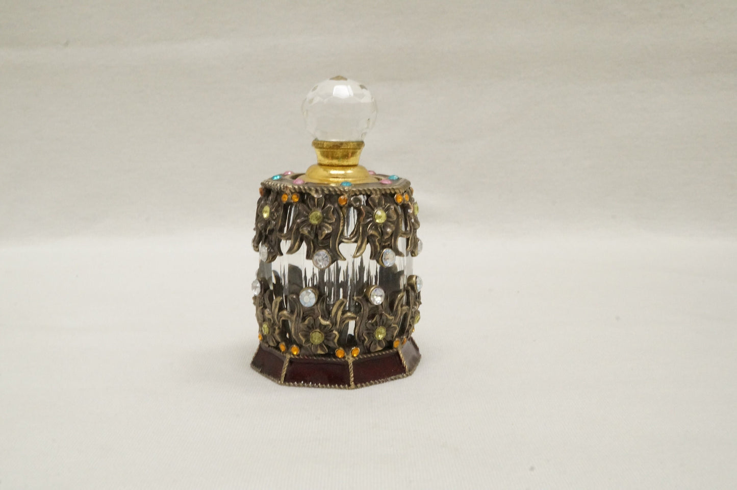 Vintage Cristiani Collezione Essential Oil Perfume Crystal Pewter Glass Bottles