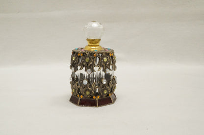 Vintage Cristiani Collezione Essential Oil Perfume Crystal Pewter Glass Bottles