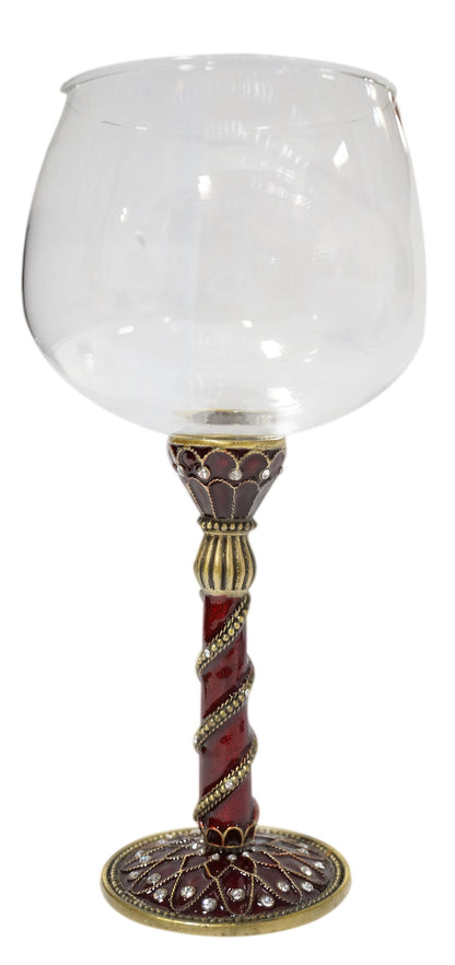 Cristiani Collezione Wine Glass with Decorative Pewter Stem Base.