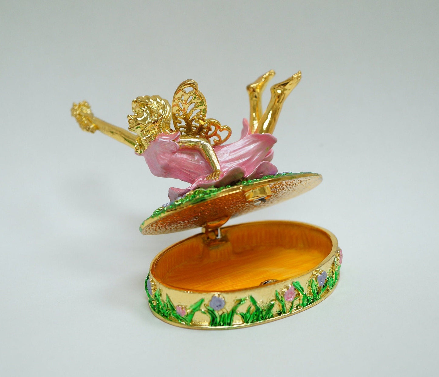 Cristiani Collezione Flying Fairy Trinket Box 14K Gold Plated