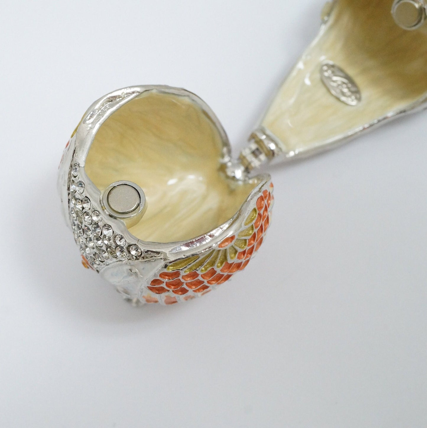 Cristiani Collezione Owl Jeweled Pewter Enameled Trinket Box 14K Gold Plated