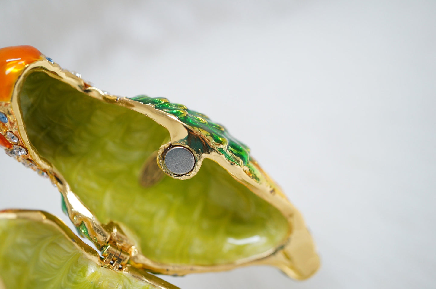 Cristiani Collezione Parrot on Branch Trinket Box 14K Gold Plated