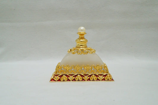 Vintage Cristiani Collezione Essential Oil Perfume Red with Gold Toned Crystal Pewter  14K Gold PlatedGlass Bottles