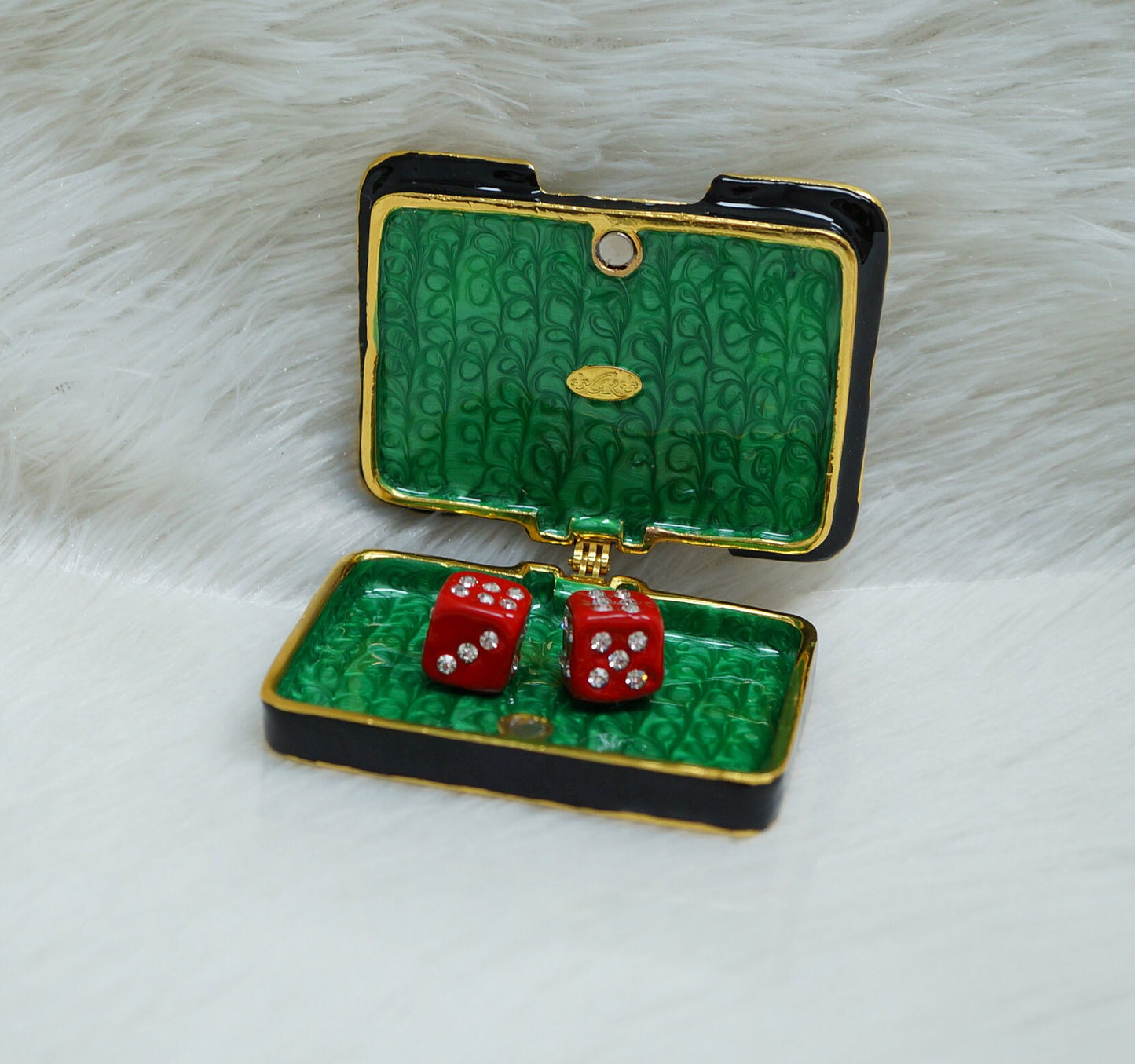 Cristiani Collezione Poker Table Trinket Box 14K Gold Plated