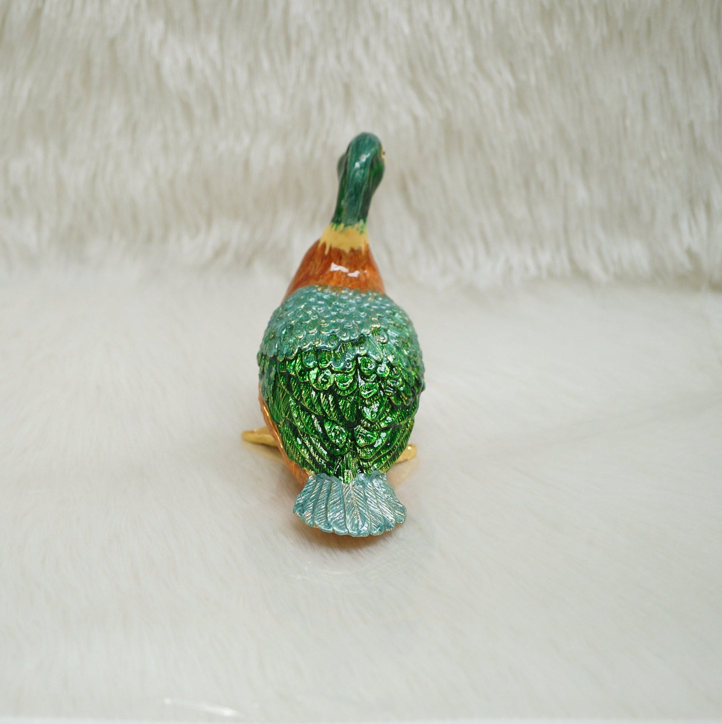 Large Mallard Trinket Box 14K Gold Plated