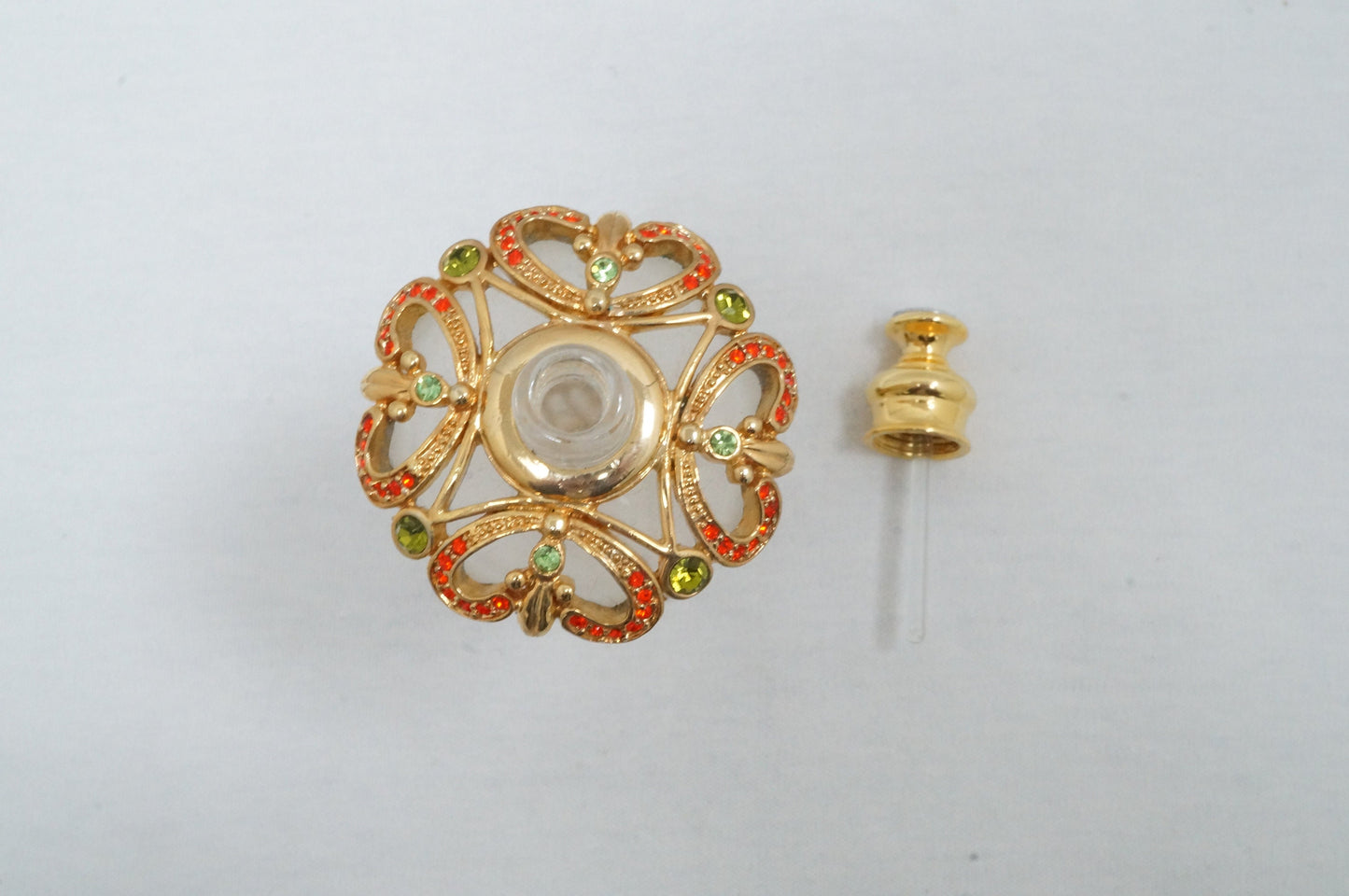 Vintage Cristiani Collezione Essential Oil Perfume Crystal Pewter Glass Bottles