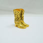 Cristiani Collezione Gold Toned Western Cowboy Boots Jeweled Pewter Trinket 14K Gold Plated