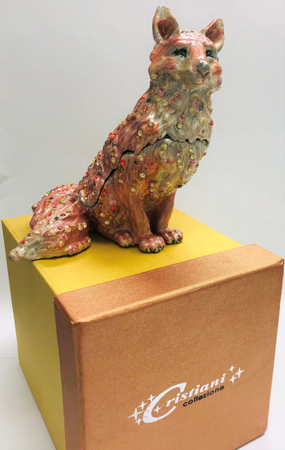 Cristiani Collezione Large Pink Fox Trinket Box