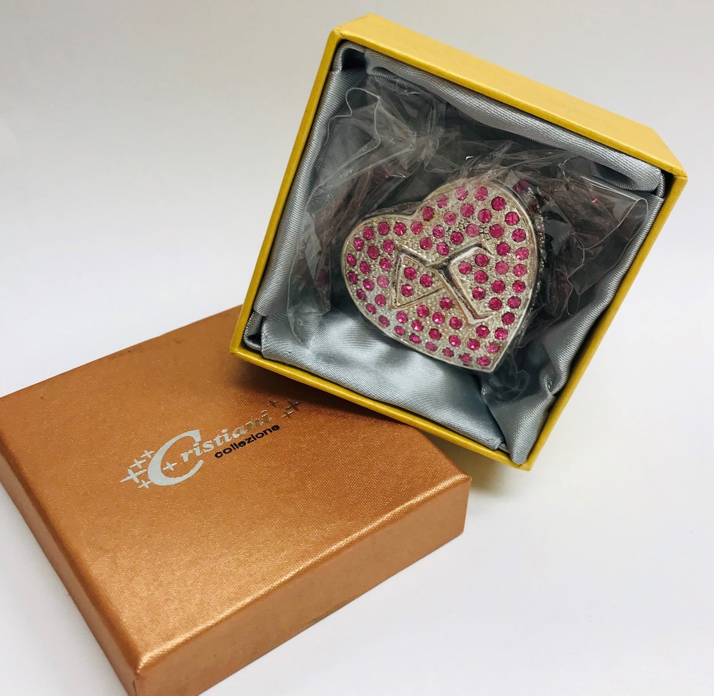 Vintage Sorority Heart Keepsake Trinket  Box 14K Gold Plated