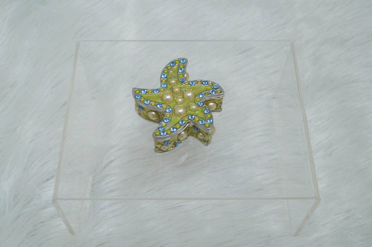 Cristiani Collezione Green Star Faux Pearl Jewel Trinket Box