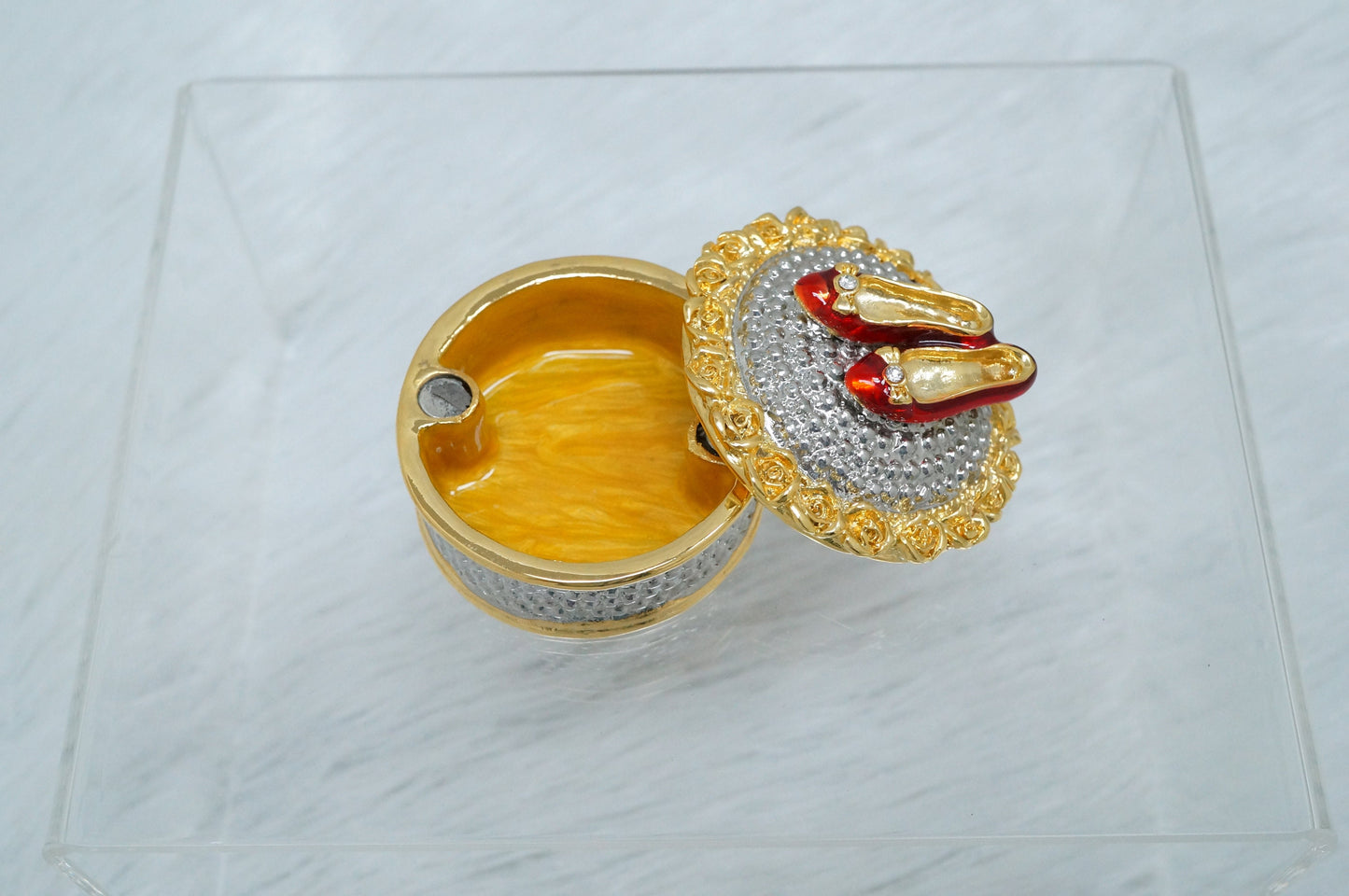 Cristiani Collezione Shoes on Lid Round Trinket Box