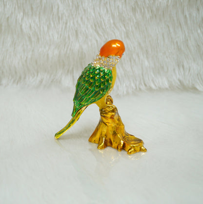 Cristiani Collezione Parrot on Branch Trinket Box 14K Gold Plated