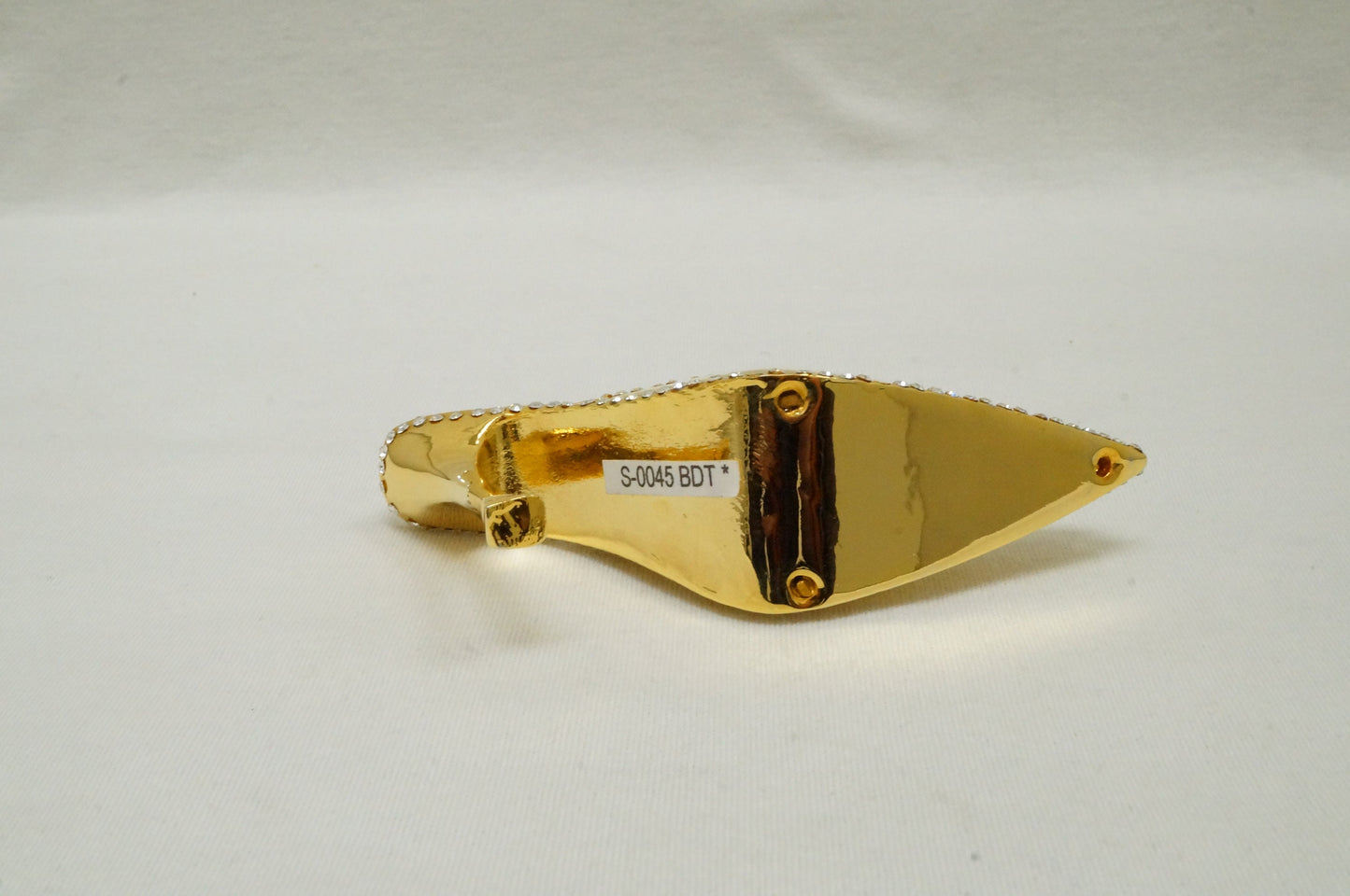 LAST PIECE - Gold Tones Crystal Jeweled Pewter Miniature Shoe Paperweight Ornament 14K Gold Plated