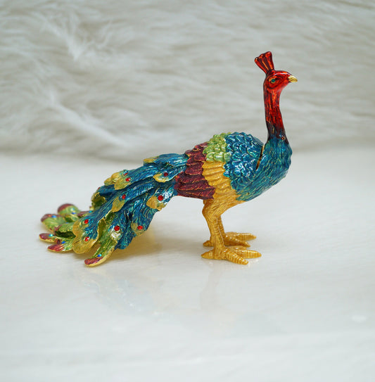 Cristiani Collezione Large Peacock Trinket Box 14K Gold Plated