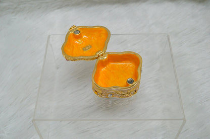 Cristiani Collezione Gold Pink Butterfly Design  Lid Jeweled Trinket Box 14K Gold Plated