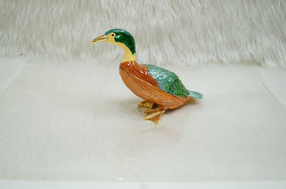 Large Mallard Trinket Box 14K Gold Plated