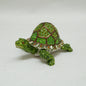 Cristiani Collezione Green Jeweled Turtle Trinket Box Pewter Enameled
