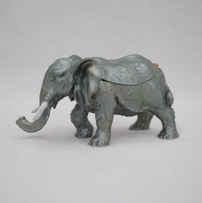 Cristiani Collezione Gray Elephant Trinket Bow Pewter Enameled 14K Gold Plated