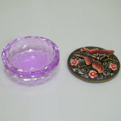 Cristiani Collezione Jewelry Purple Crystal Base with Flower Lid 14K Gold Plated