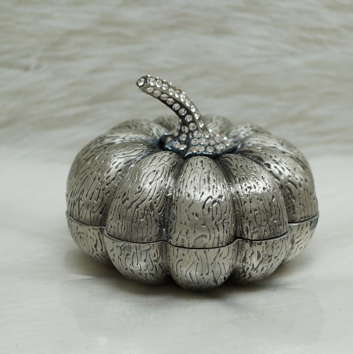 Christiani Collezione Large Silver Pumpkin Trinket Box.