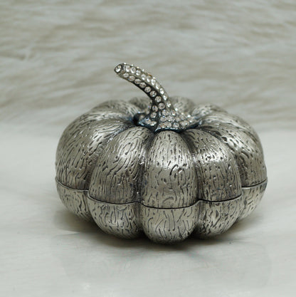 Christiani Collezione Large Silver Pumpkin Trinket Box.