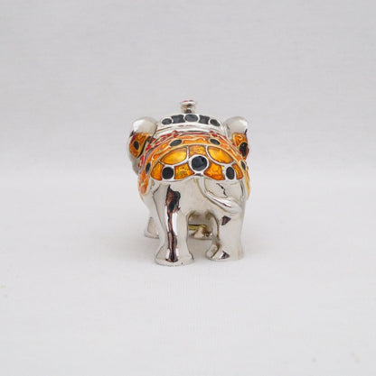 Cristiani Collezione  Rajasthan Indian Elephant Trinket Box Pewter Jeweled Enameled