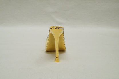 LAST PIECE - Gold Tones Crystal Jeweled Pewter Miniature Shoe Paperweight Ornament 14K Gold Plated