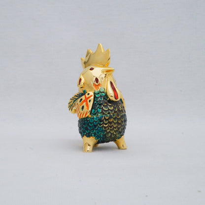 Cristiani Collezione Golden Chicken Trinket Box Pewter Enameled 14K Gold Plated