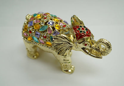 Cristiani Collezione Gold Jeweled Elephant Trinket Box 14K Gold Plated