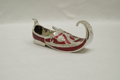 India Jutti Curled Toe Loafer Paperweight Miniature  Figurine Pewter Crystal Jeweledr