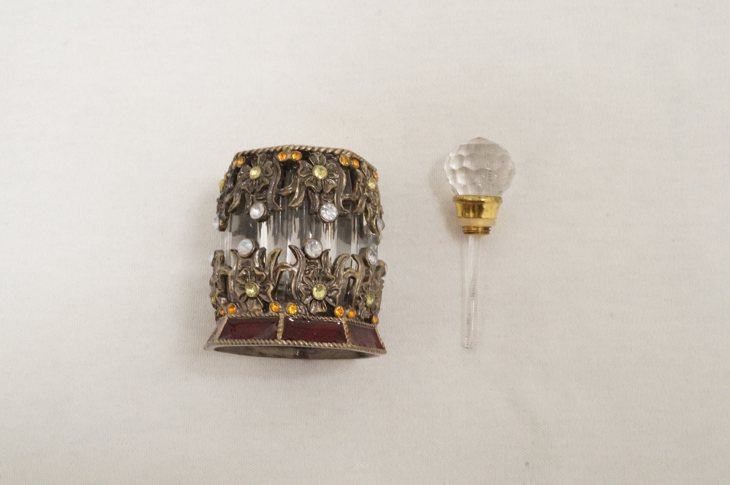 Vintage Cristiani Collezione Essential Oil Perfume Crystal Pewter Glass Bottles