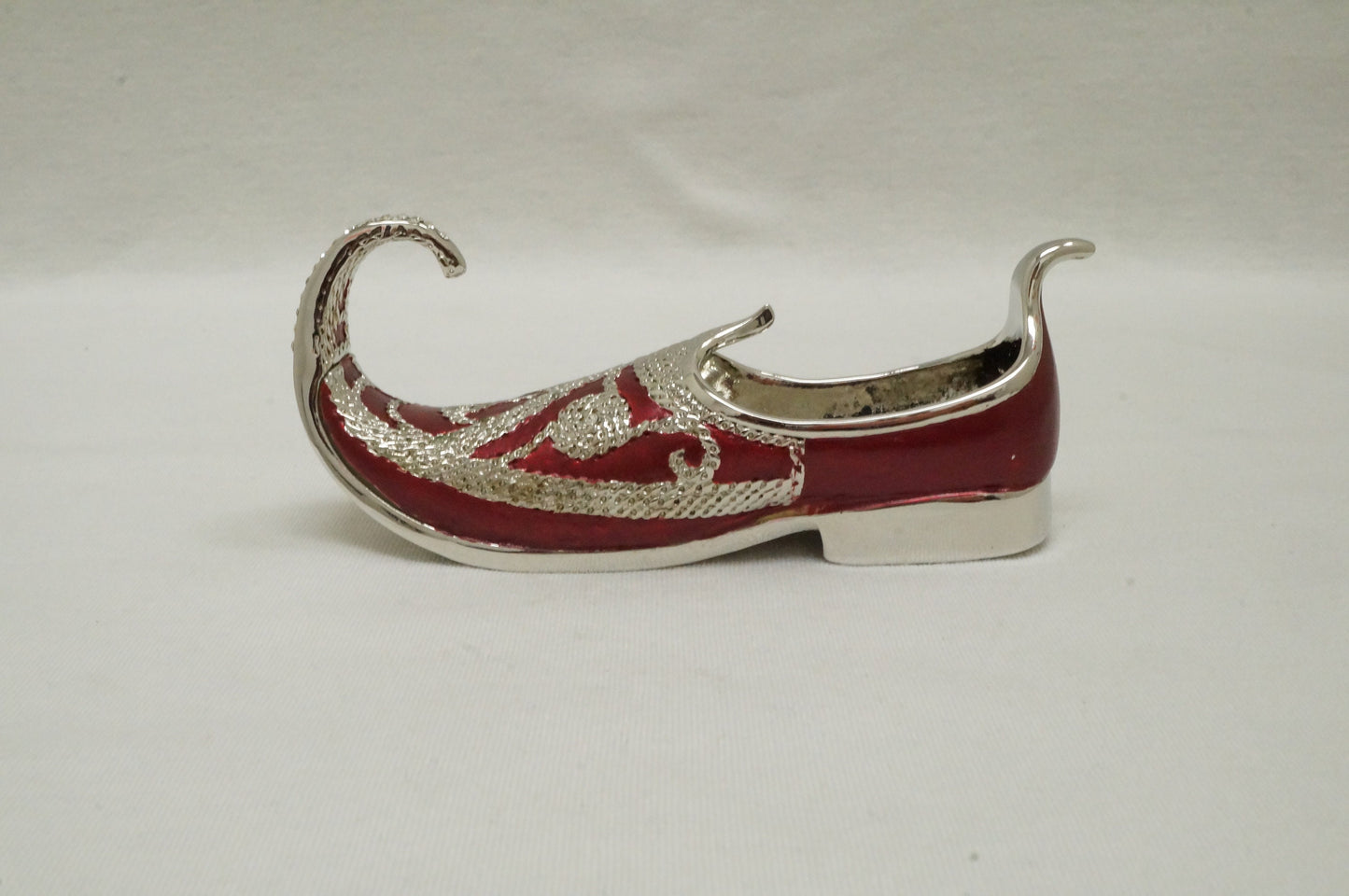 India Jutti Curled Toe Loafer Paperweight Miniature  Figurine Pewter Crystal Jeweledr