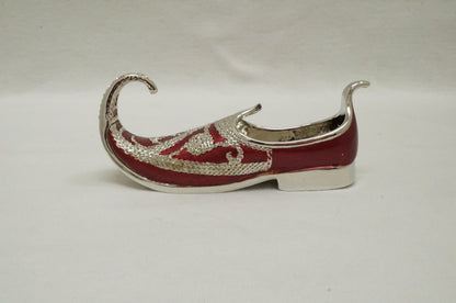 India Jutti Curled Toe Loafer Paperweight Miniature  Figurine Pewter Crystal Jeweledr